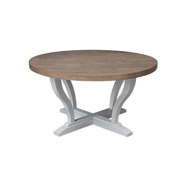 International Concepts LaCasa 38 in. W x 38 in. L x 20 in. H Sesame/Chalk Solid Wood Round Coffee Table