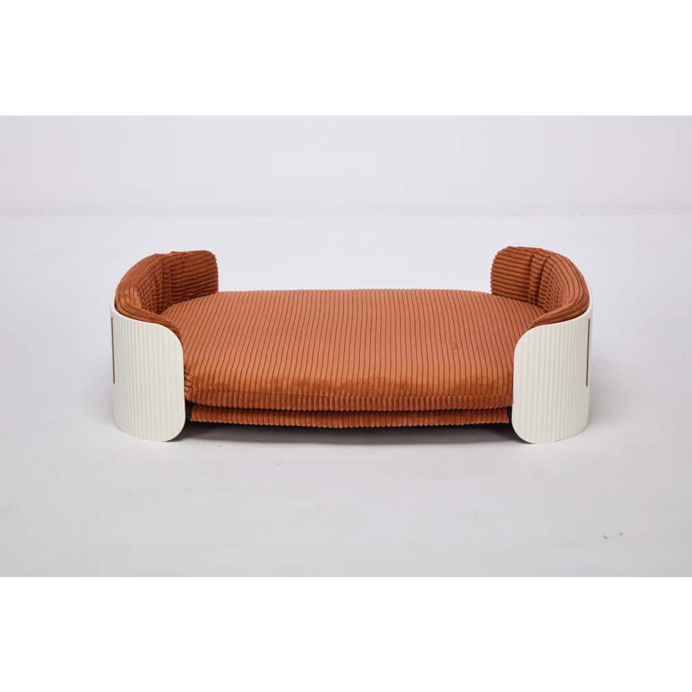 Large White Brown Scandinavian Style Cat Couch Bed, Pet Sofa Cats Pet Furni