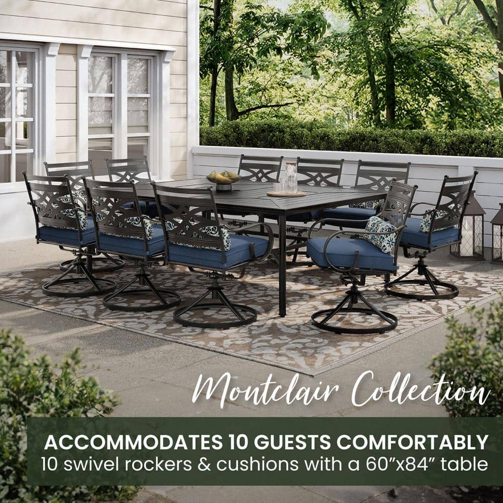 Montclair Navy Blue 11-Piece Steel Outdoor Dining Set