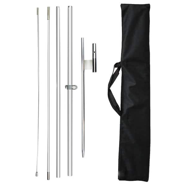 Adjustable Aluminum Alloy Feather Flagpole Kit with Stainless Steel Ground Spike and Oxford Bag, Fits 8 ft. Flags
