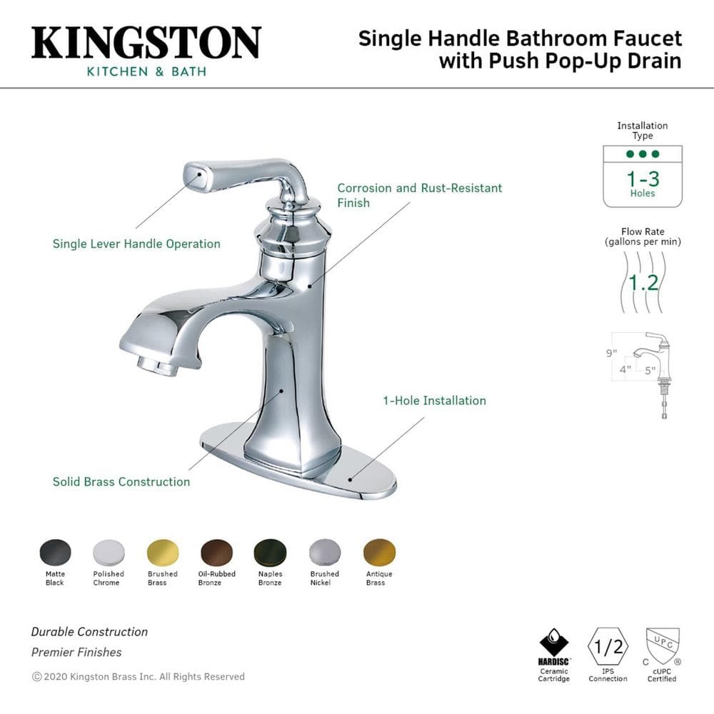 Matte Black Single-Handle Low Arc Bathroom Faucet with Drain Assembly