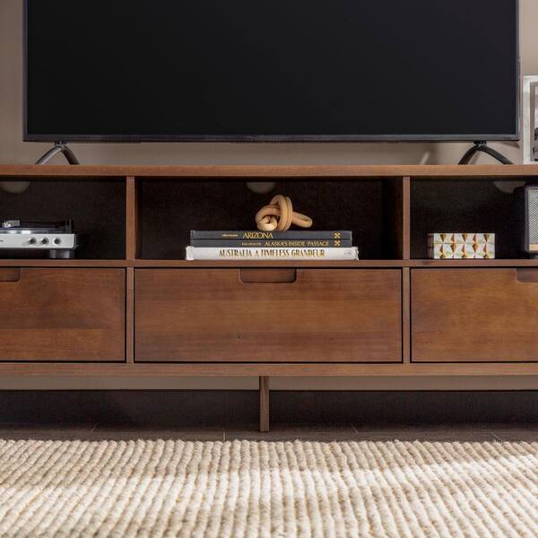 TransDeco Curved Wood 40 to 70 in. TV Pedestal Stand (Walnut) TD595WB