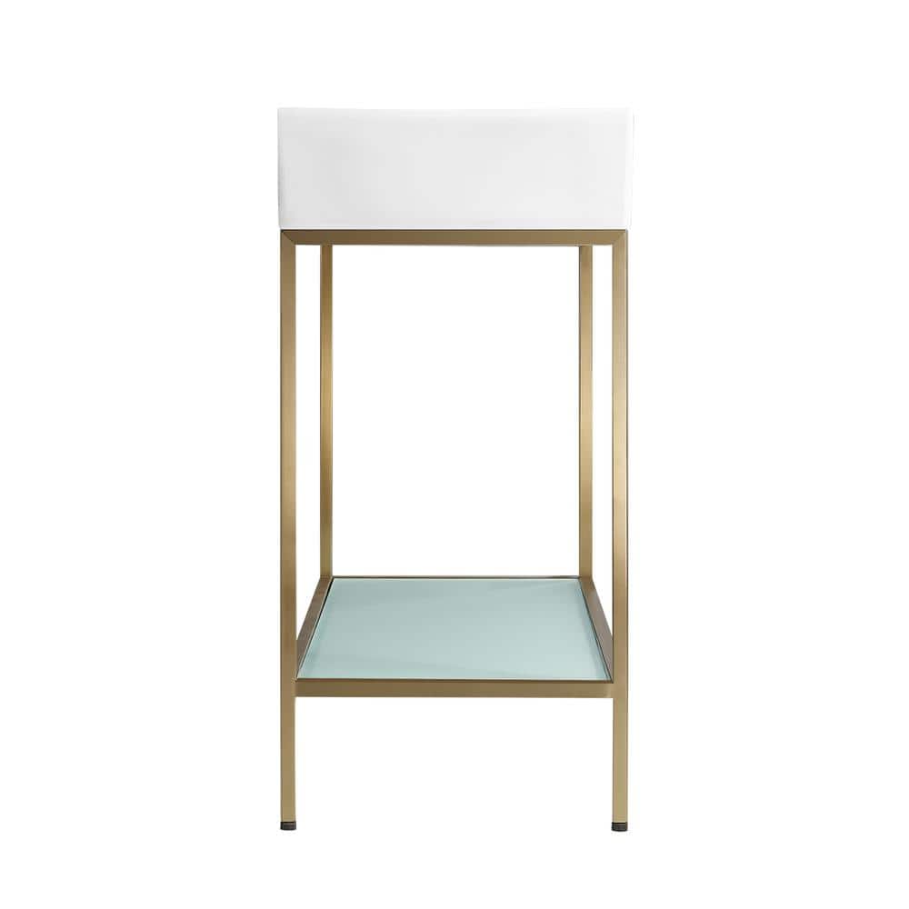 Pierre 32" Gold Metal Frame Open Shelf Single Bathroom Vanity