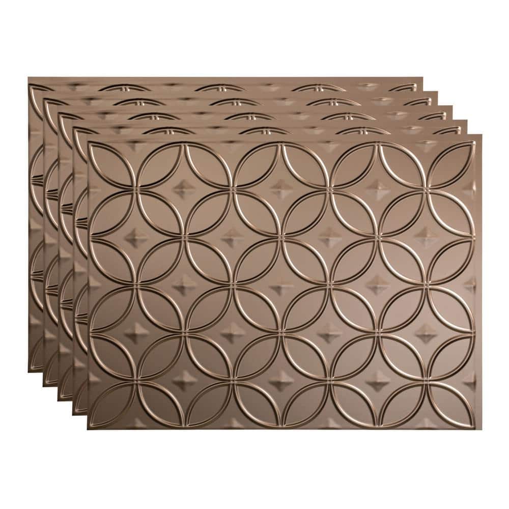 18.25 in. x 24.25 in. Rings Vinyl Backsplash Panel in Argent Bronze (5-Pack) price history on PriceWatchPro