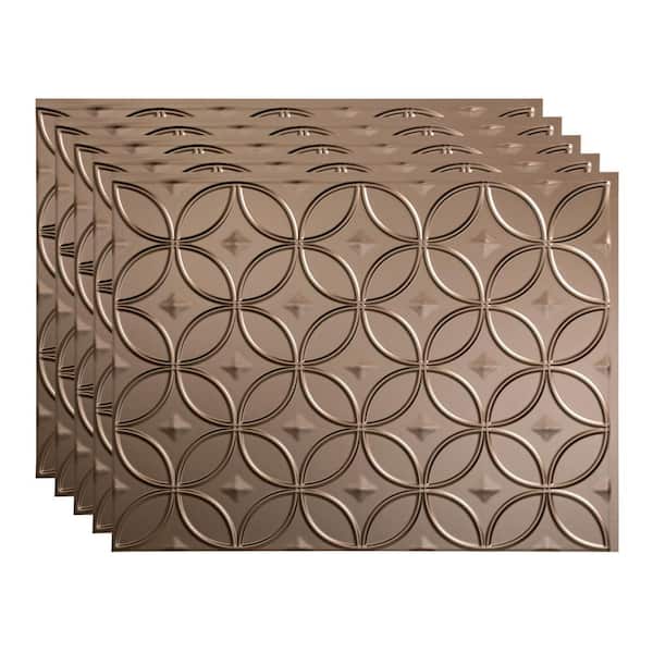 18.25 in. x 24.25 in. Rings Vinyl Backsplash Panel in Argent Bronze (5-Pack)