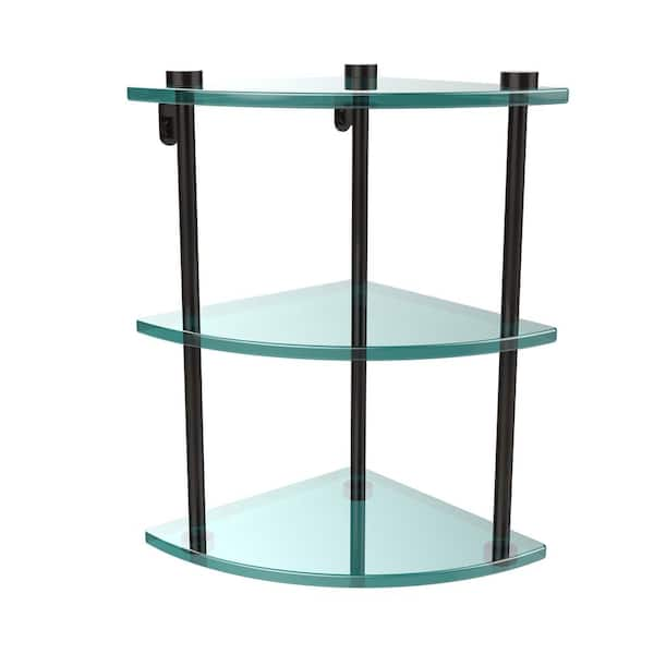 Allied Brass P1000-2TB/22-GAL-ORB 22 inch Gallery Double Glass Shelf with Towel Bar Oil Rubbed Bronze