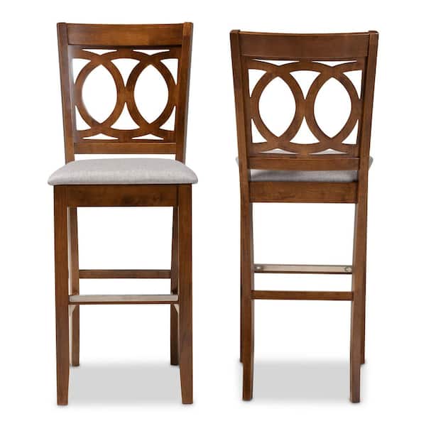 Baxton Studio 28 3 In Carson Grey And Walnut Bar Stool Set Of 2 167 2pc10858 Hd The Home Depot