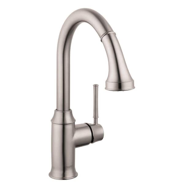 Hansgrohe Talis C Single-Handle Pull Down Sprayer Kitchen Faucet with QuickClean in Stainless Steel Optic