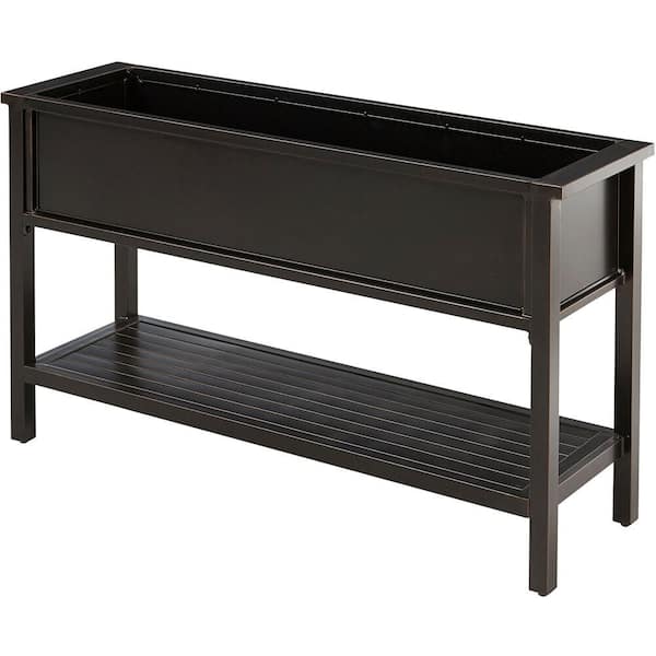 Hanover Traditions 51 in. Aluminum Raised Garden Bed Planter with Storage Shelf