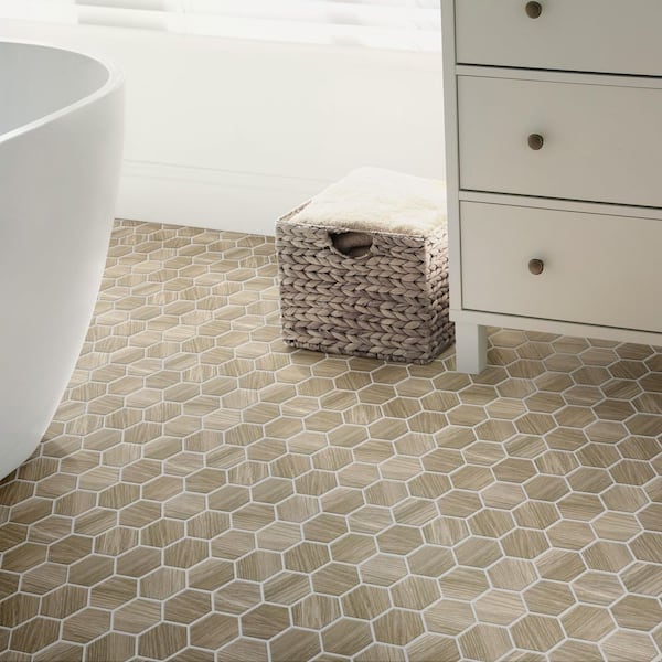 Llama 2 in. Hex Matte Noce 11-1/8 in. x 12-5/8 in. Porcelain Mosaic Tile 10.0 sq. ft./Case