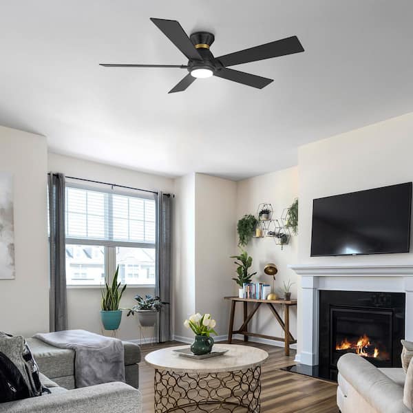 Aspen 52 in. Dimmable LED Indoor/Outdoor Black Smart Ceiling Fan with Light and Remote, Works with Alexa/Google Home
