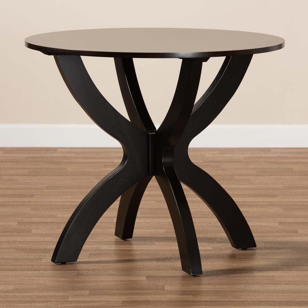 Contemporary 36" Round Dark Brown Wood Dining Table for Four