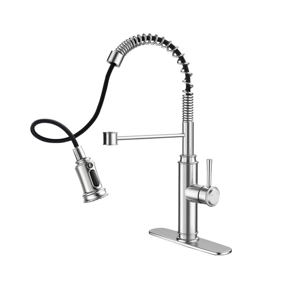 Single Handle Pull Down Sprayer Kitchen Faucet With Flexible And Power Clean In Brushed Nickel W 8500