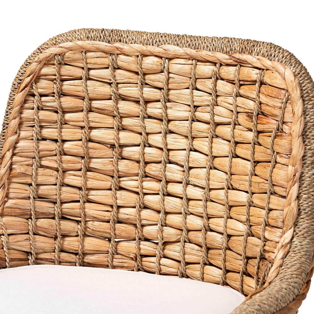 Kyle Bohemian Natural Brown Rattan & Mahogany Counter Stool