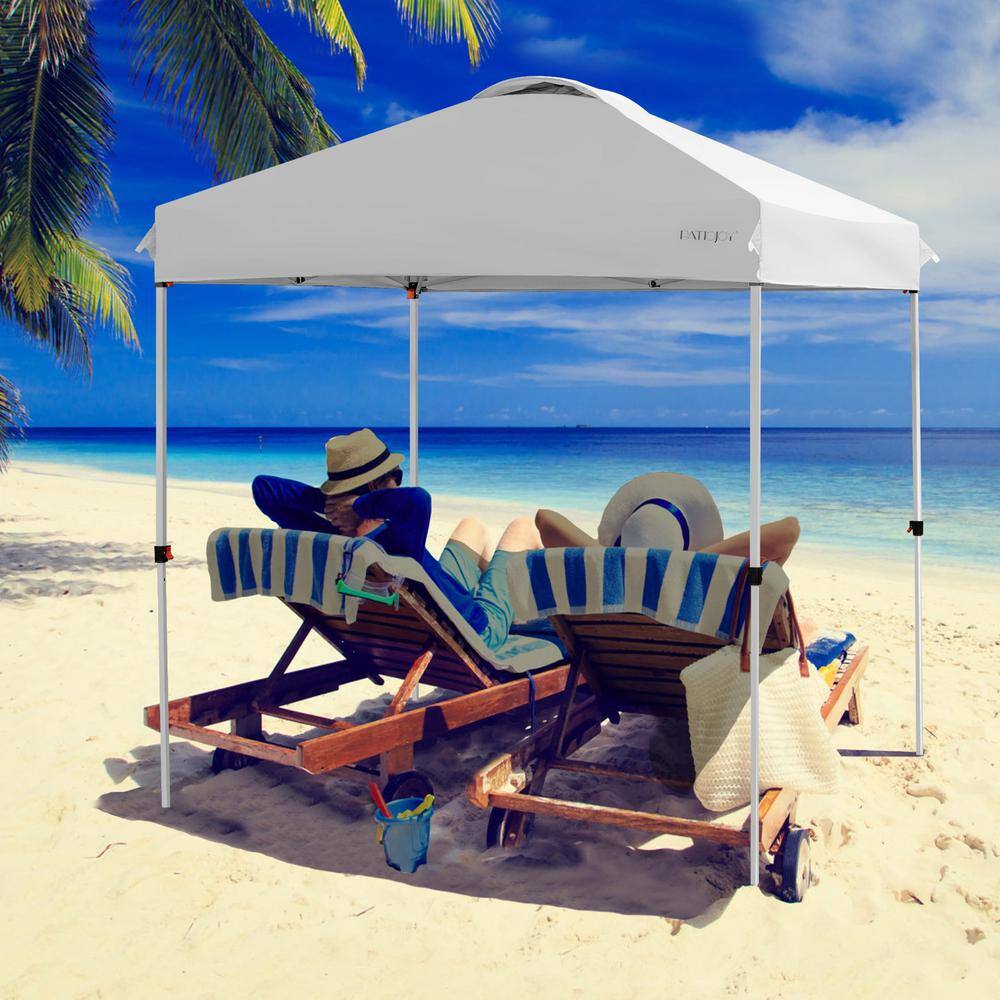 White 6.6 x 6.6 Feet Adjustable Outdoor Canopy Tent with Roller Bag