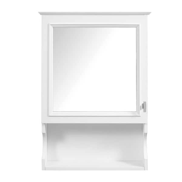 Classic 7.32 in. W x 20 in. D x 28.74 in. H Bathroom Storage Wall Cabinet in White with Mirror