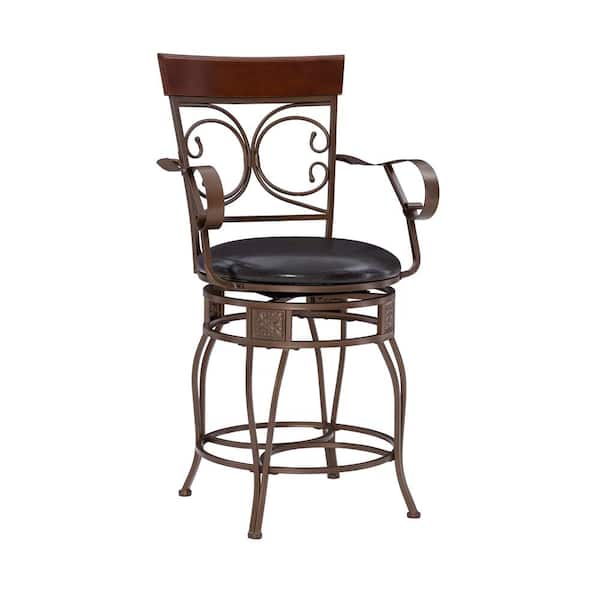 Linon Home Decor Labelle 41.75 in. H Dark Bronze Big and Tall Arm Counter Stool