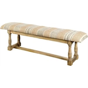 Amelia  Brown 59 in. Cotton Blend Entryway Bench Backless Upholstered