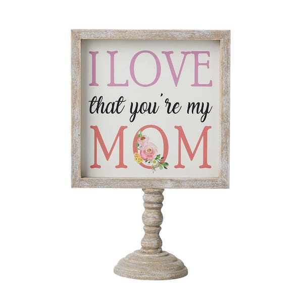 Glitzhome 11 .5 in. H Wooden Mother's Day Table Decor