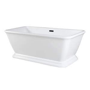 Aqua Eden 71 in. x 32 in. Acrylic Flatbottom Pedestal Soaking Bathtub in Glossy White with Drain