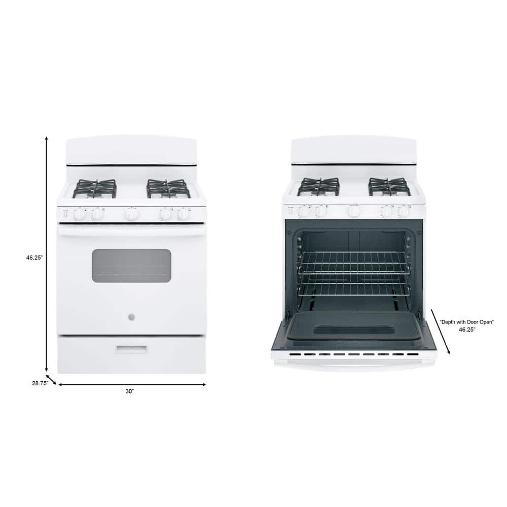 30" White Freestanding Gas Range with 4.8 cu. ft. Oven