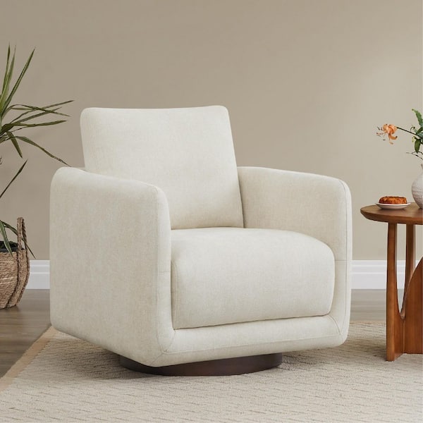 Jareth Linen Fabric Swivel Arm Chair Modern Accent Chair with Removable Back Cusion for Living Room and Bed Room