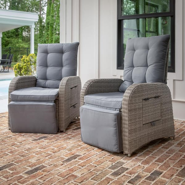 Carnegy Avenue Gray Wicker/Rattan Outdoor Lounge Chair in Gray Set of 2