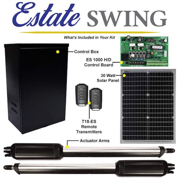 Dual Swing Automatic Gate Opener Kit with 30-Watt Solar Panel E-S 1000D/30W
