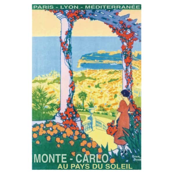 Vintage Monte Carlo Travel Poster by Grotto Studios Unframed Graphic Print Abstract Poster Art Print 24 in. x 36 in.