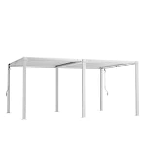 12 ft. x 16 ft. White Aluminum Louvered Pergola with Steel Roof