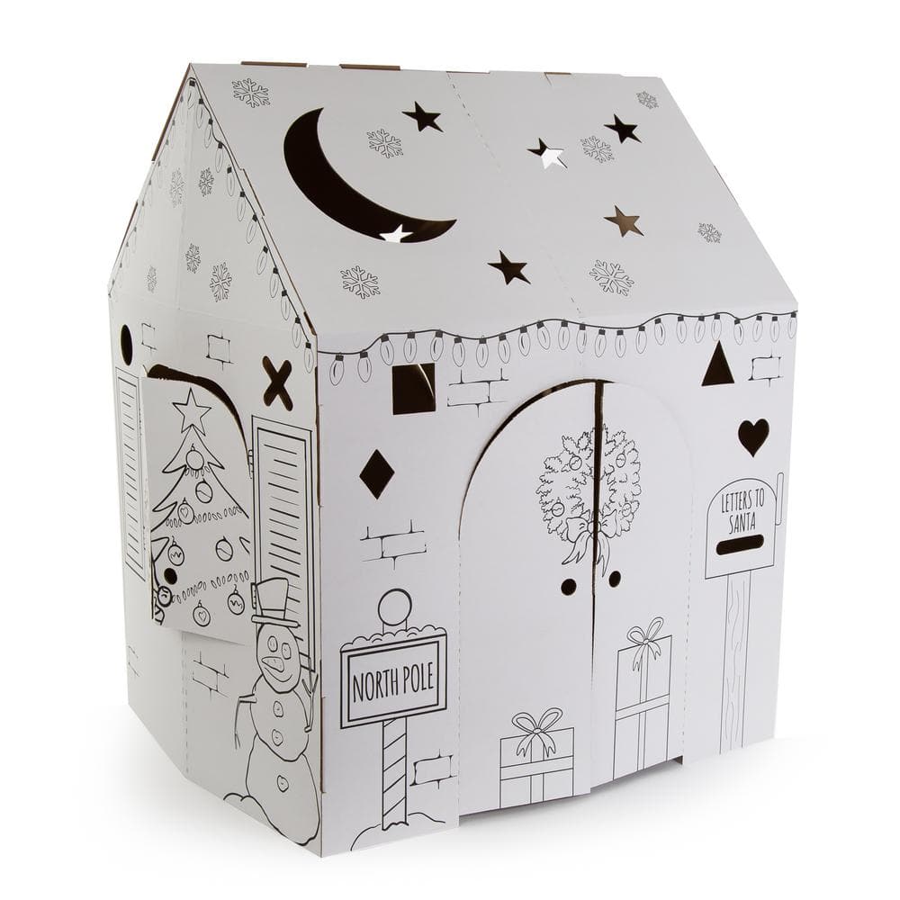  Easy Playhouse Holiday Cottage - Kids Art and Craft, Doodle On A Festive North Pole House, 32 in. x 26.5 in. x 40.5 in.