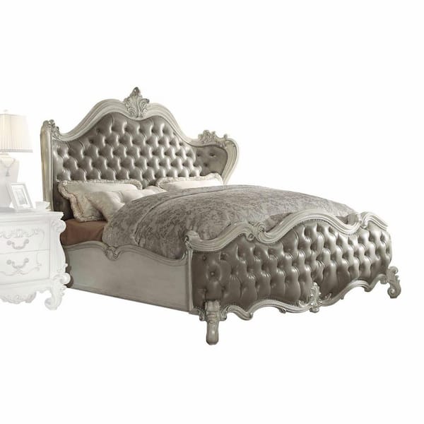 HomeRoots Amelia Gray Wood Frame California King Platform Bed with Upholstered