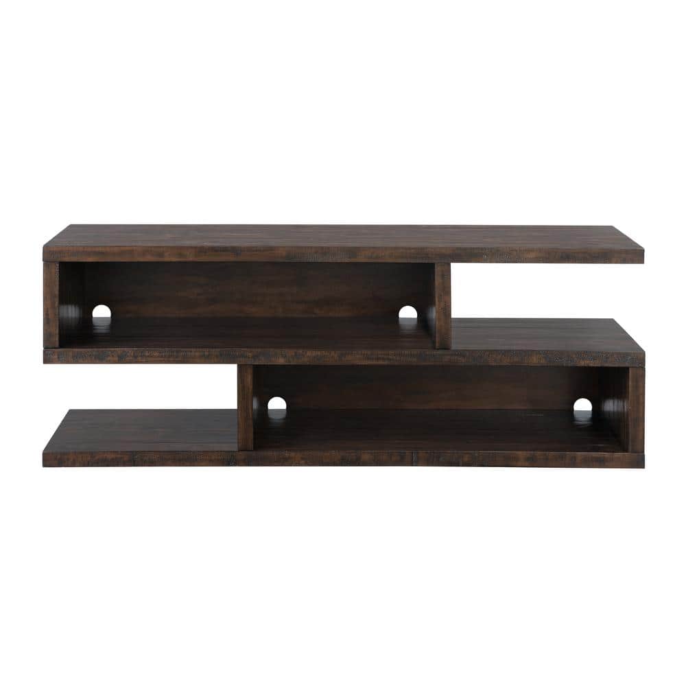 Lexington Contemporary Rustic 70" Dark Mocha Solid Pine TV Stand