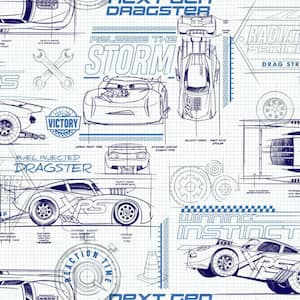 Disney and Pixar Cars Blue Schematic Peel and Stick Wallpaper (Covers 28.18 sq. ft.)