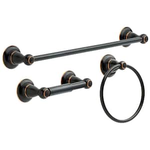 Porter 3-Piece Bath Hardware Set with 18 in. Towel Bar, Toilet Paper Holder, Towel Ring in Oil Rubbed Bronze