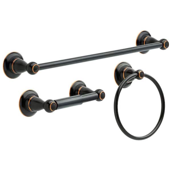 Delta Porter 3-Piece Bath Hardware Set with 18 in. Towel Bar, Toilet Paper Holder, Towel Ring in Oil Rubbed Bronze