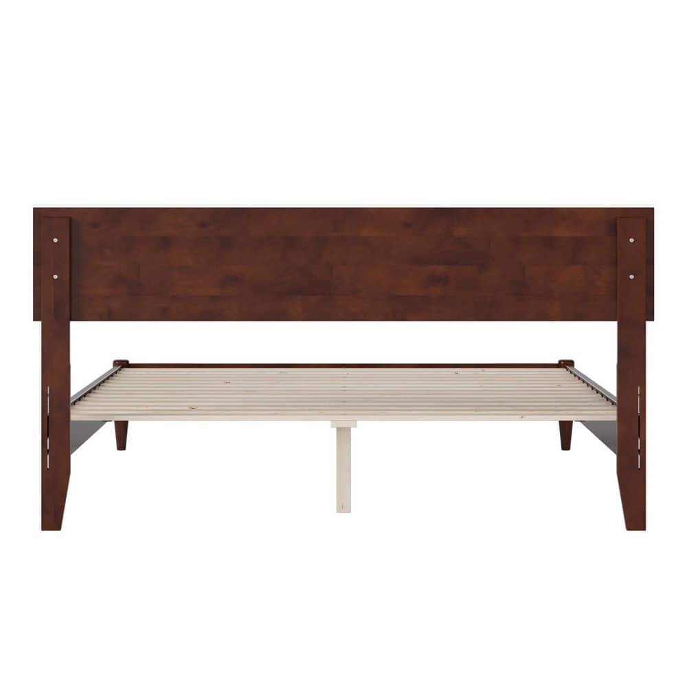 Aria Queen Walnut Wood Low Profile Platform Bed with Headboard