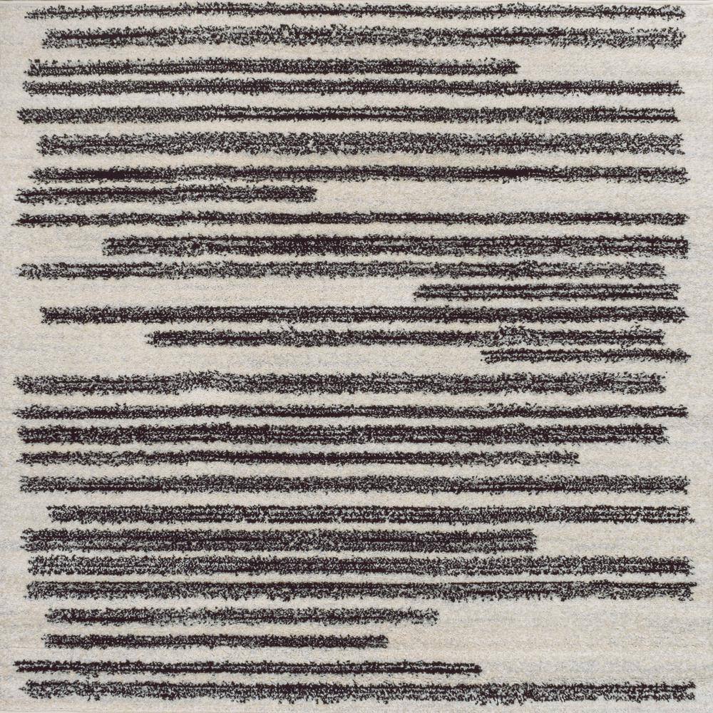 Khalil Cream and Black Synthetic Square Area Rug