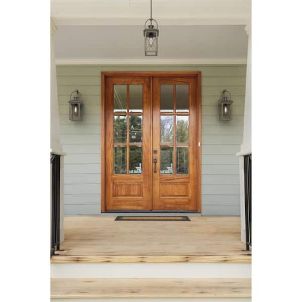 Woodcliff 1-Light 20 in. Weathered Brass Outdoor Wall Lantern with Clear Glass