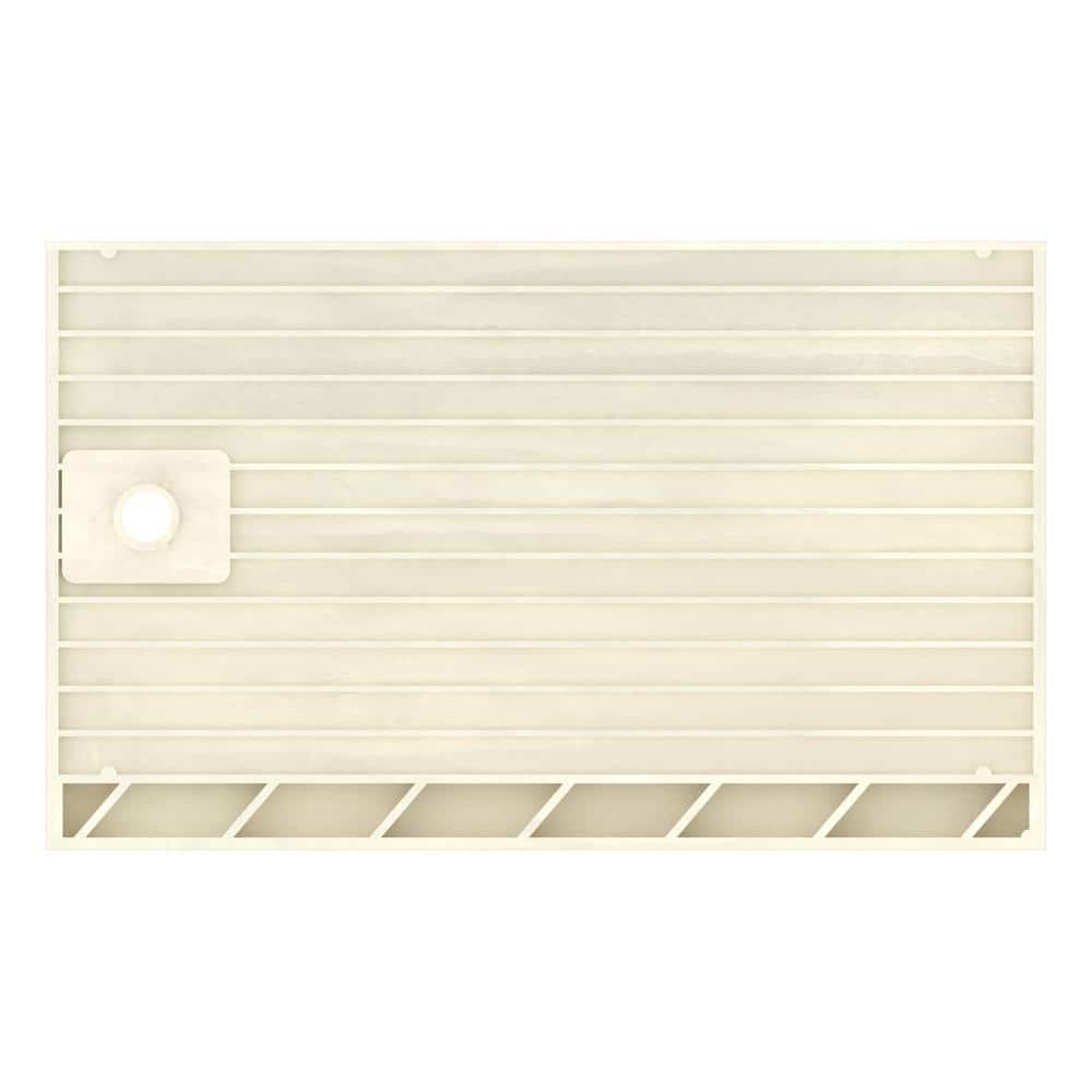 Gray PVC Single Curb Shower Pan with Right Drain, 60" x 30"
