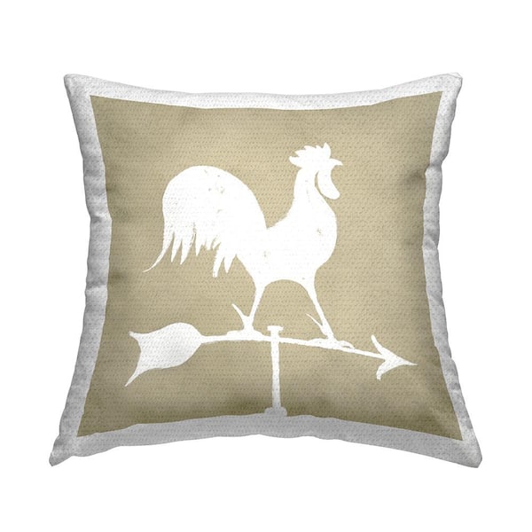 Stupell Industries Country Hen Rooster Weathervane Compass Silhouette Beige Square Outdoor Throw Pillow