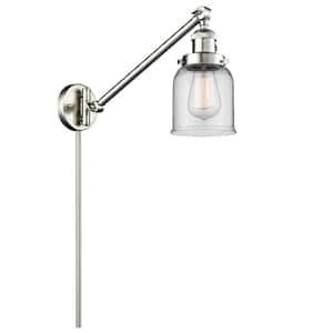 Franklin Restoration Bell 8 in. 1-Light Brushed Satin Nickel Wall Sconce with Clear Glass Shade with On/Off Turn Switch