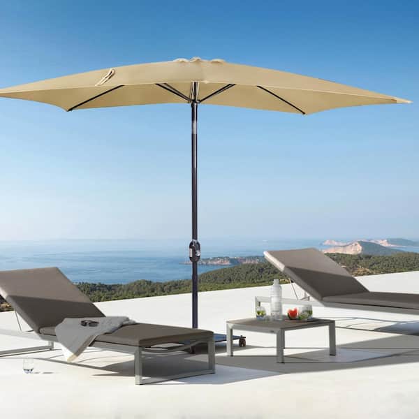 GARSING 9ft. x 6.5ft. Rectangular Market Patio Umbrella in Khaki
