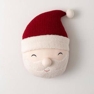 18 " Smiling Santa Head Christmas Throw Pillow, Red-White