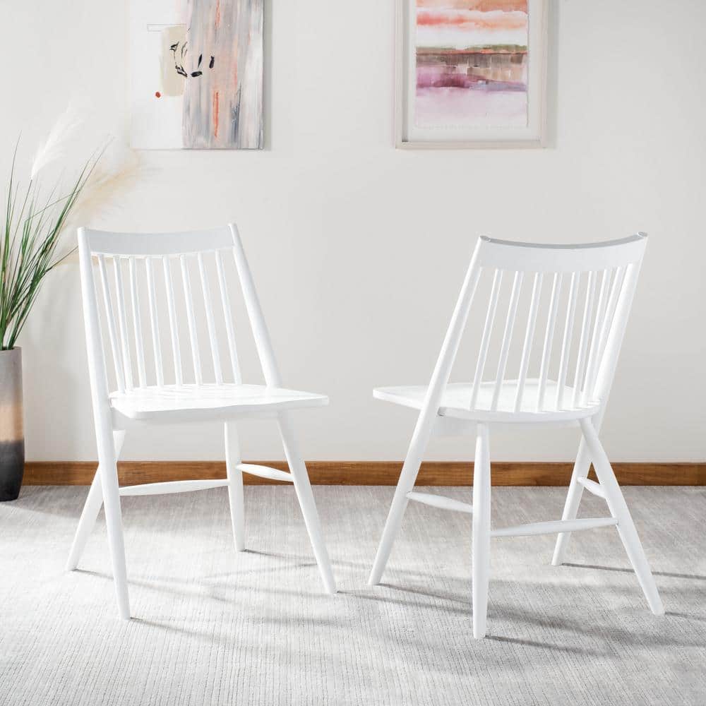 White High Back Spindle Wood Side Chair