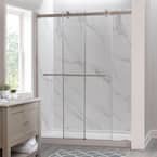 Lagoon 60 in. x 76 in. Right Drain Alcove Shower Kit in Carrara White and Silver Hardware