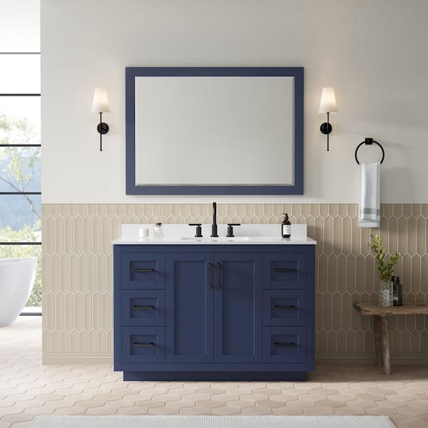 Wyndham Collection 48 in. W Quartz Vanity Backsplash in White