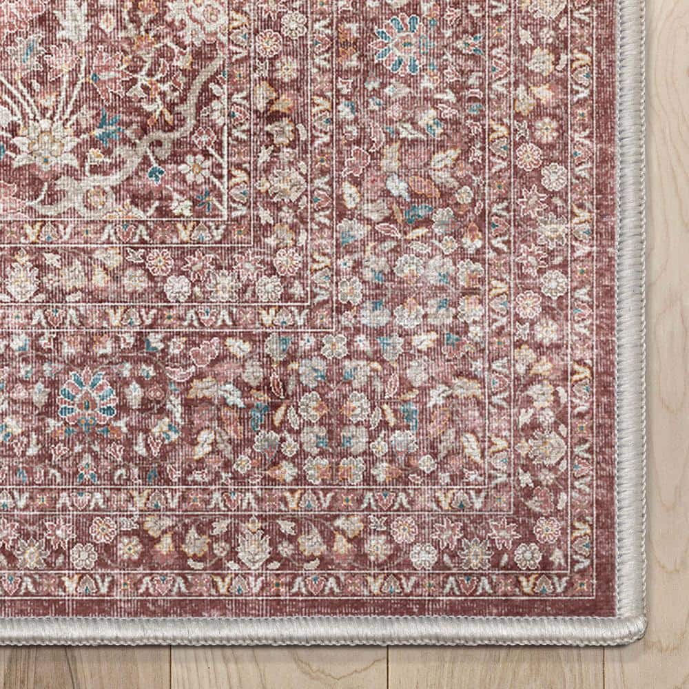 Asha Isolde Vintage Red Chenille Flat-Weave Area Rug