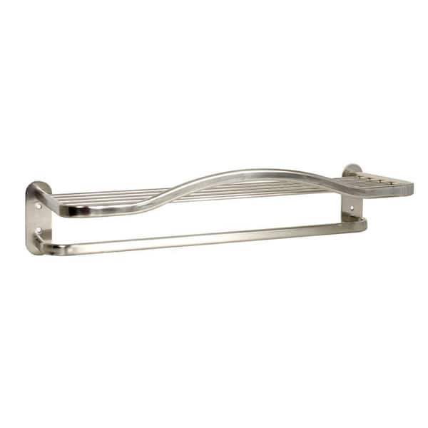 Zenna Home 24 in. W x 9 in. D Screw Mount Hotel-Style Bath Shelf in Brushed Nickel
