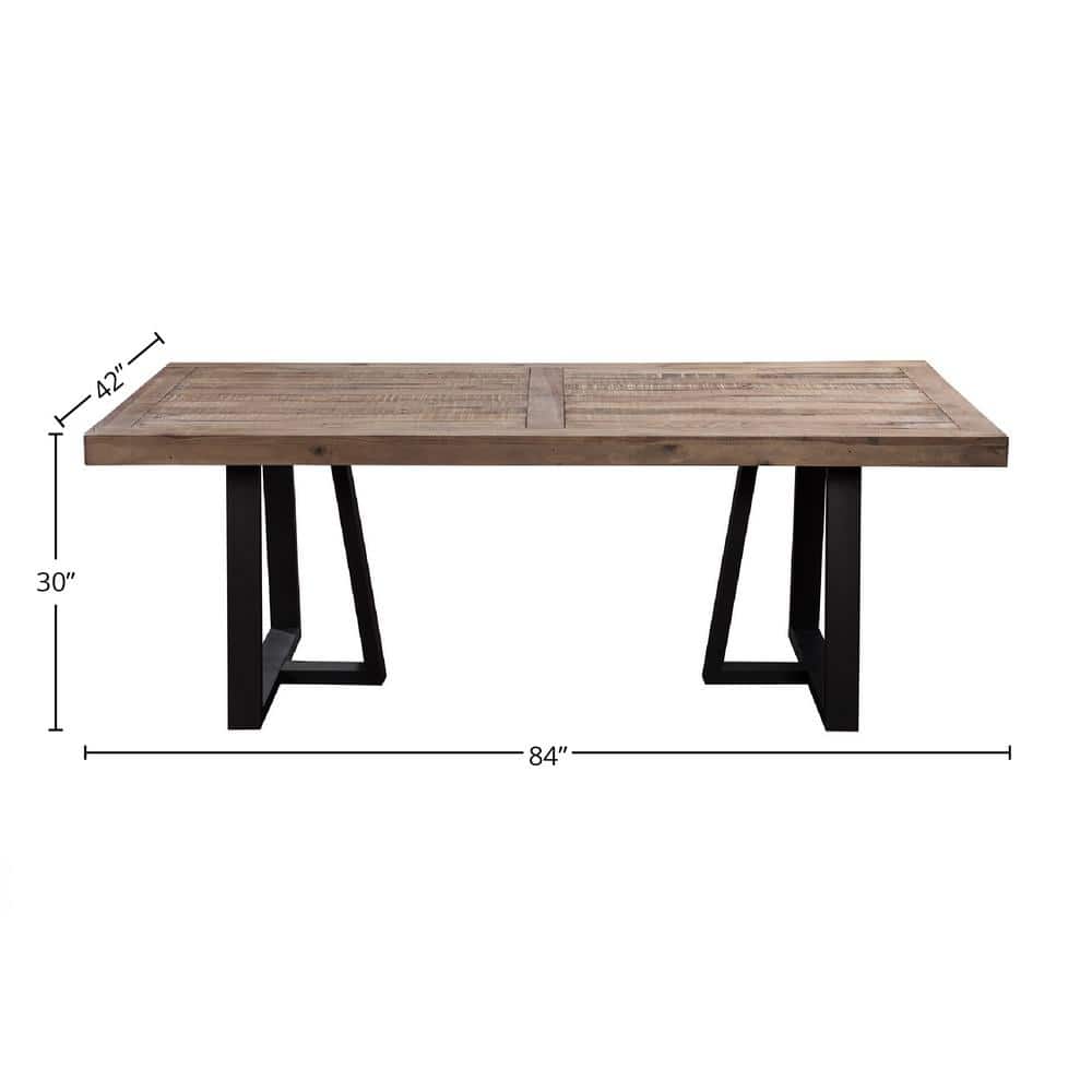 Prairie 84" Reclaimed Wood Rectangular Dining Table in Natural and Black